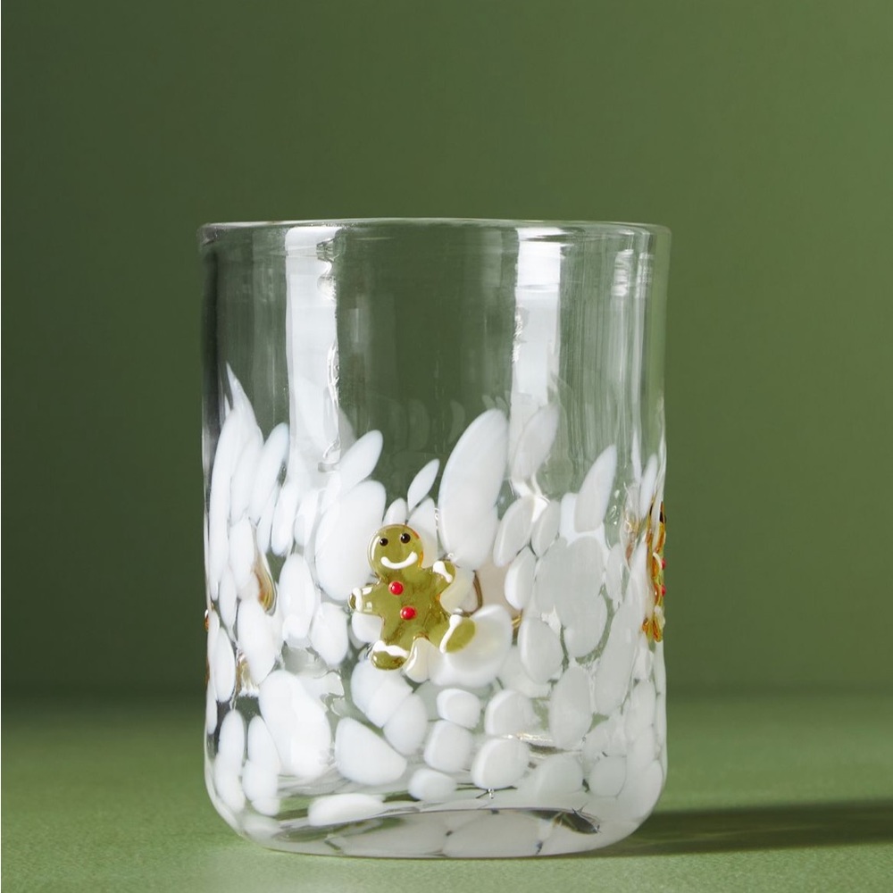 Anthropologie festive icon juice glass *gingerbread*